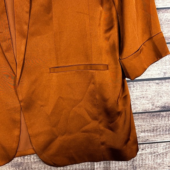 Express Boyfriend Blazer Womens S Open Front Burnt Orange 3/4 Sleeve Career NWT - Picture 6 of 12